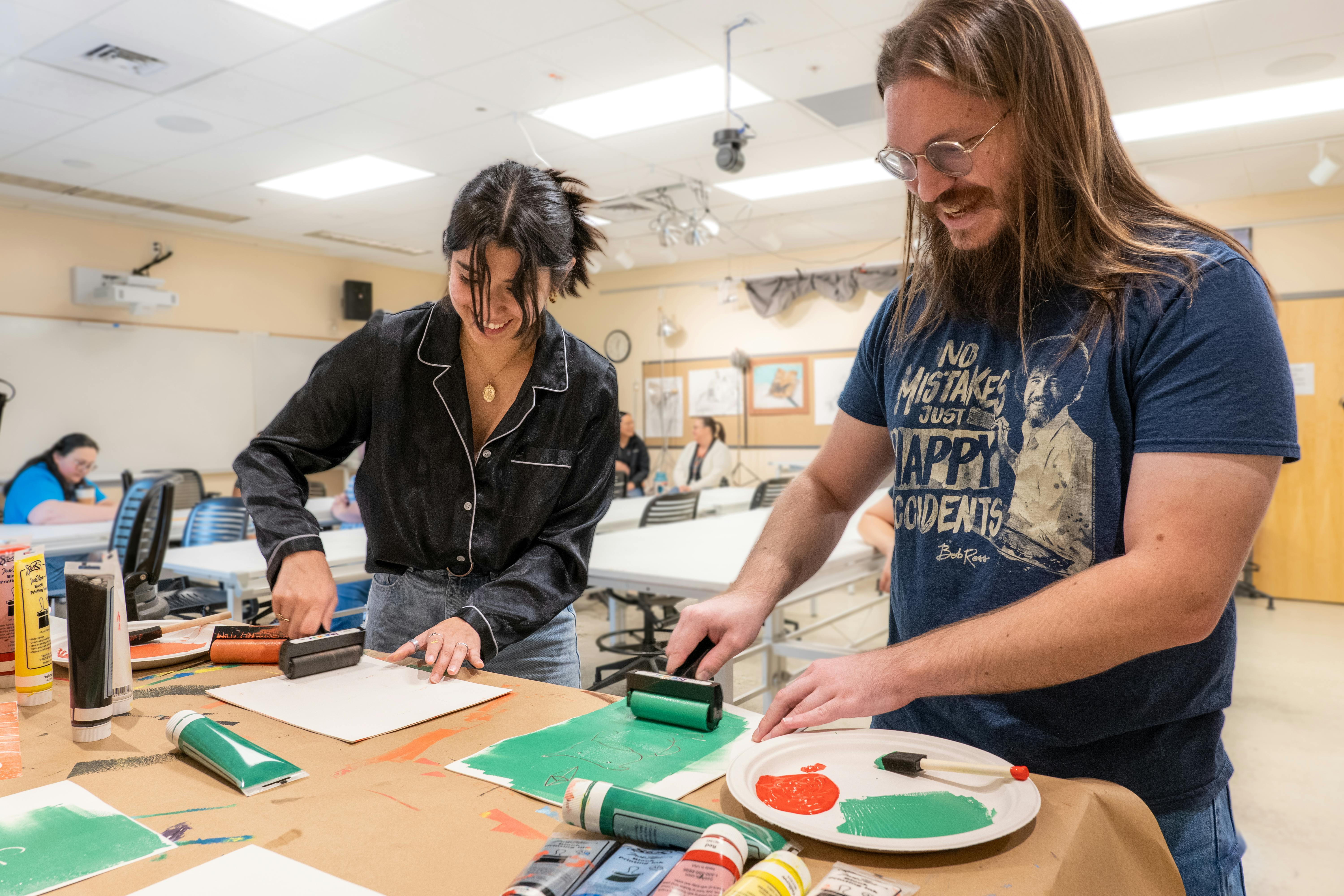 students screen printing