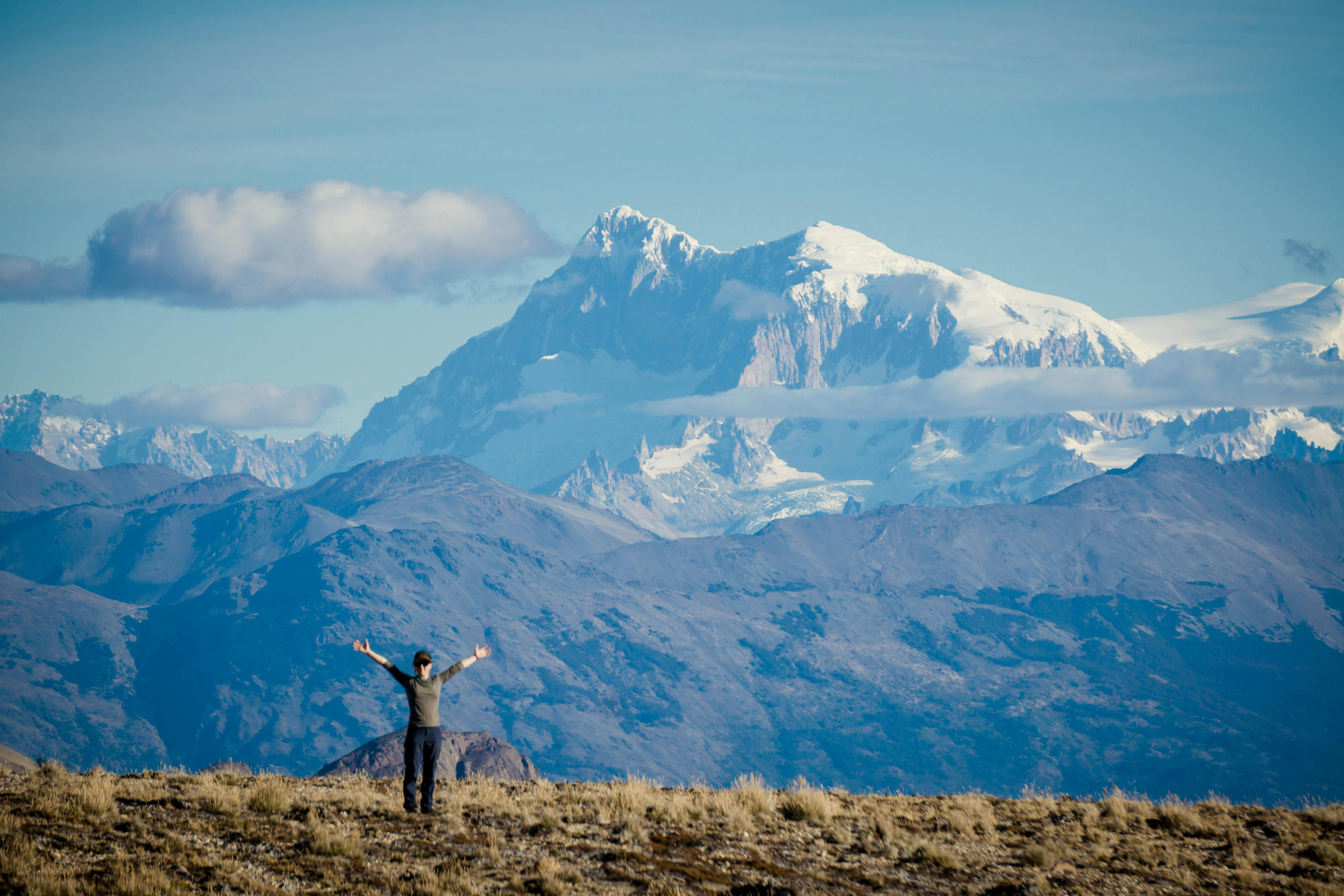 elm-pg-billboard-app Student posing with patagonia peak view