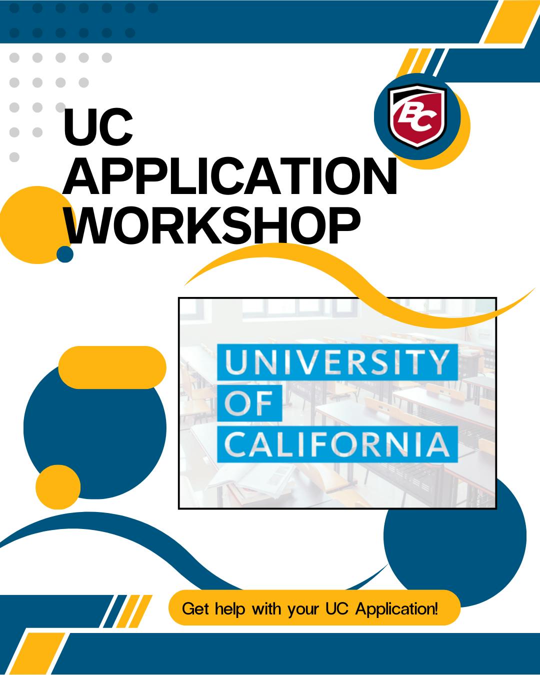 UC Application Workshop for Fall 2026 (BC Main Campus)