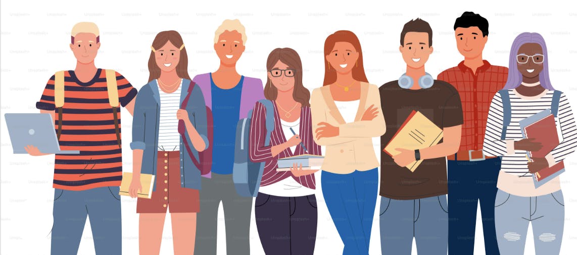 Multicultural group of students