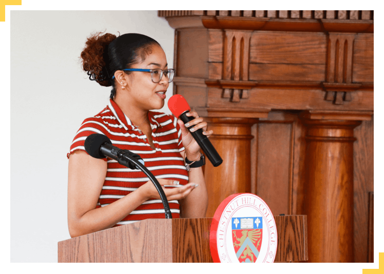 Student at podium