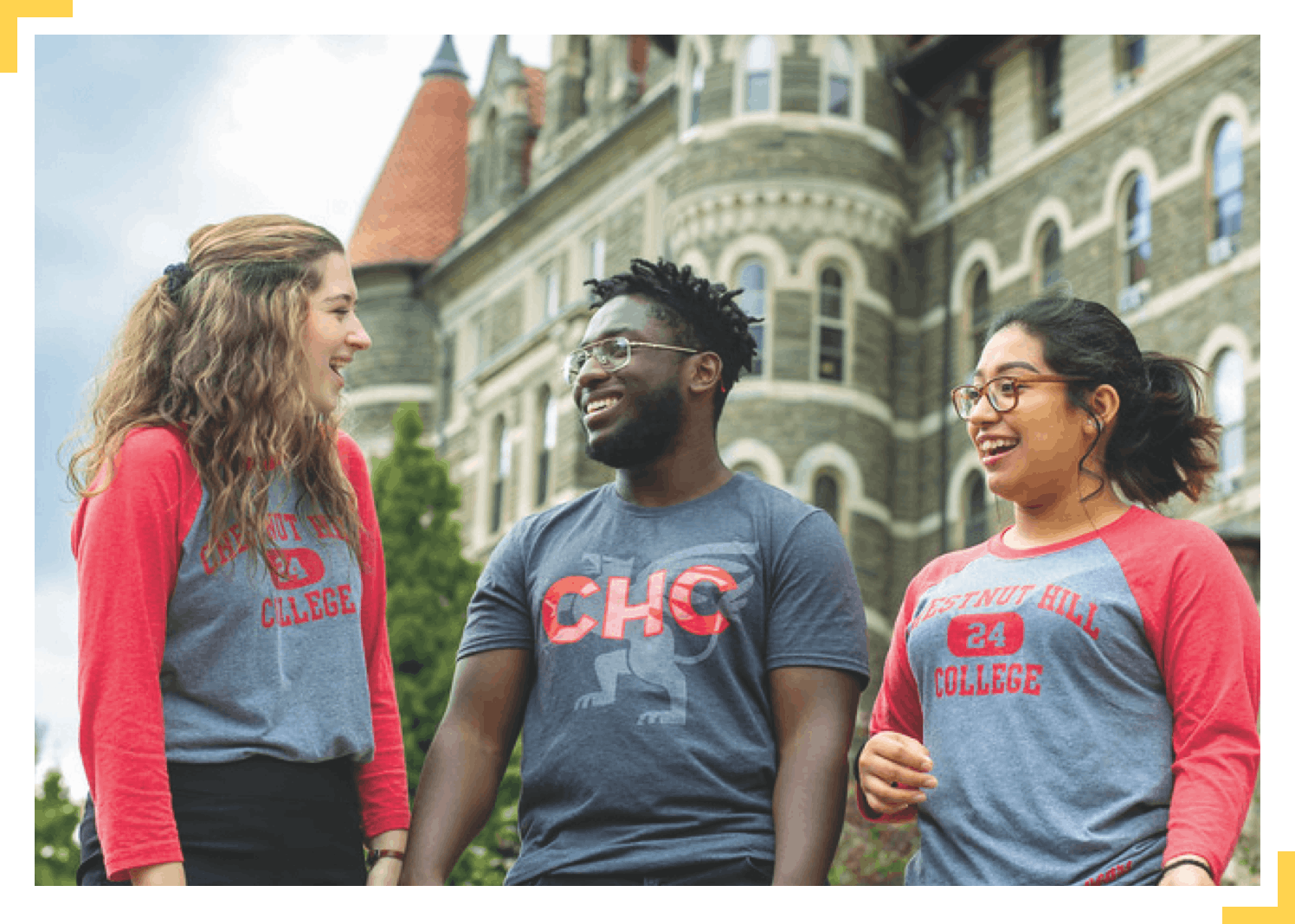 Students in group on campus