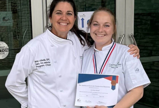 Culinary faculty and student