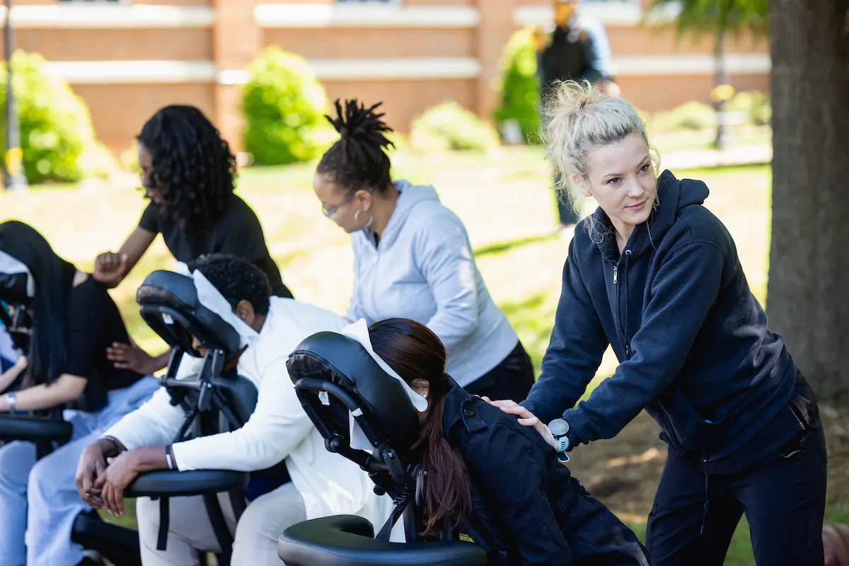 Cato Campus Massage Chair Day + ginger wellness hydration