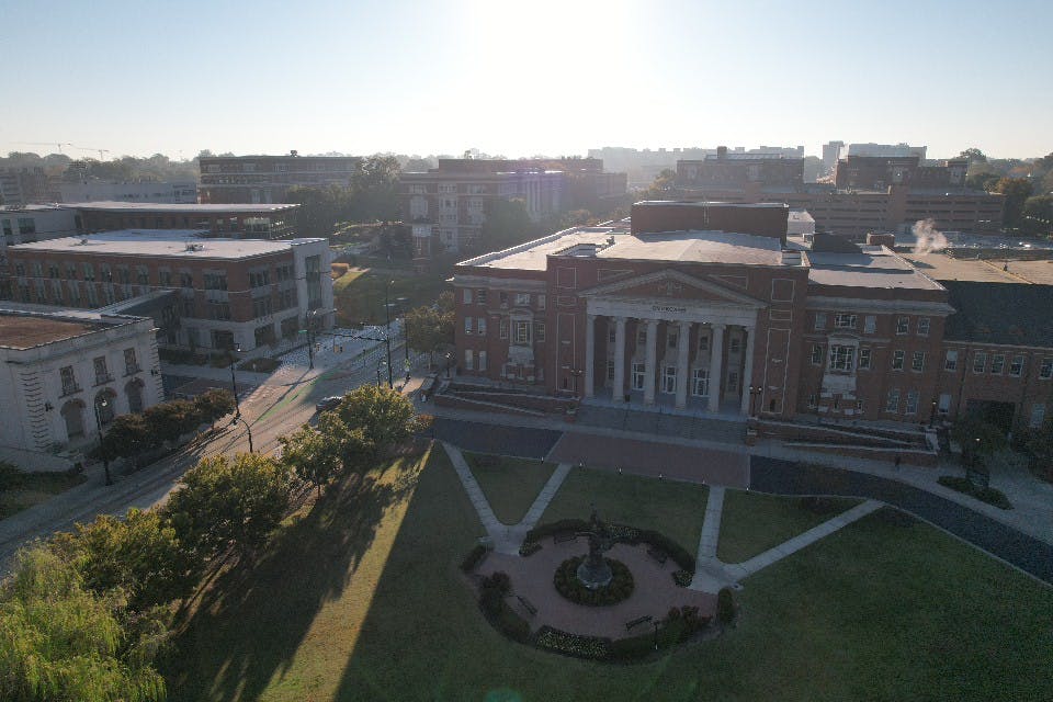 aerial photo of central campus