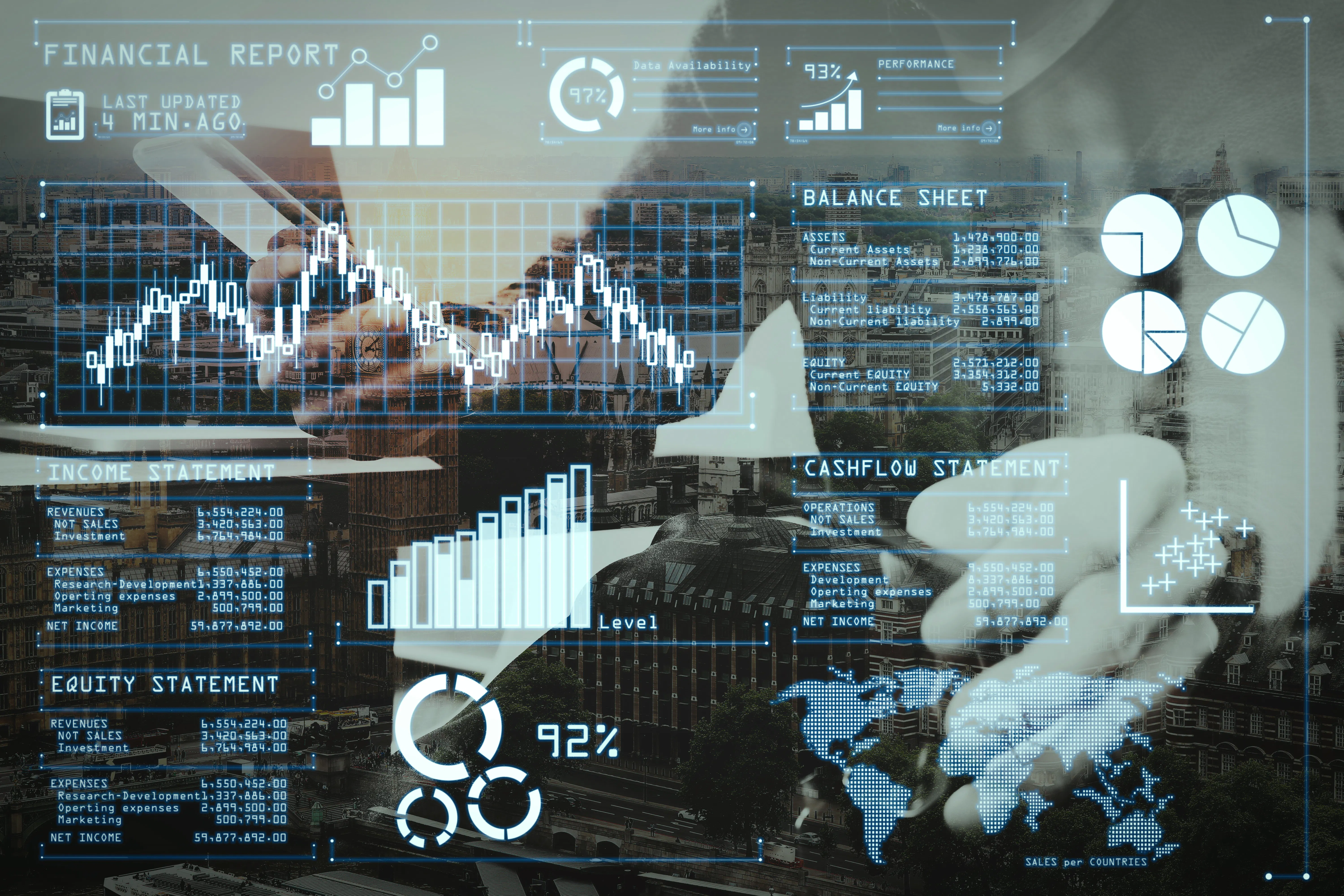 A high-tech financial dashboard