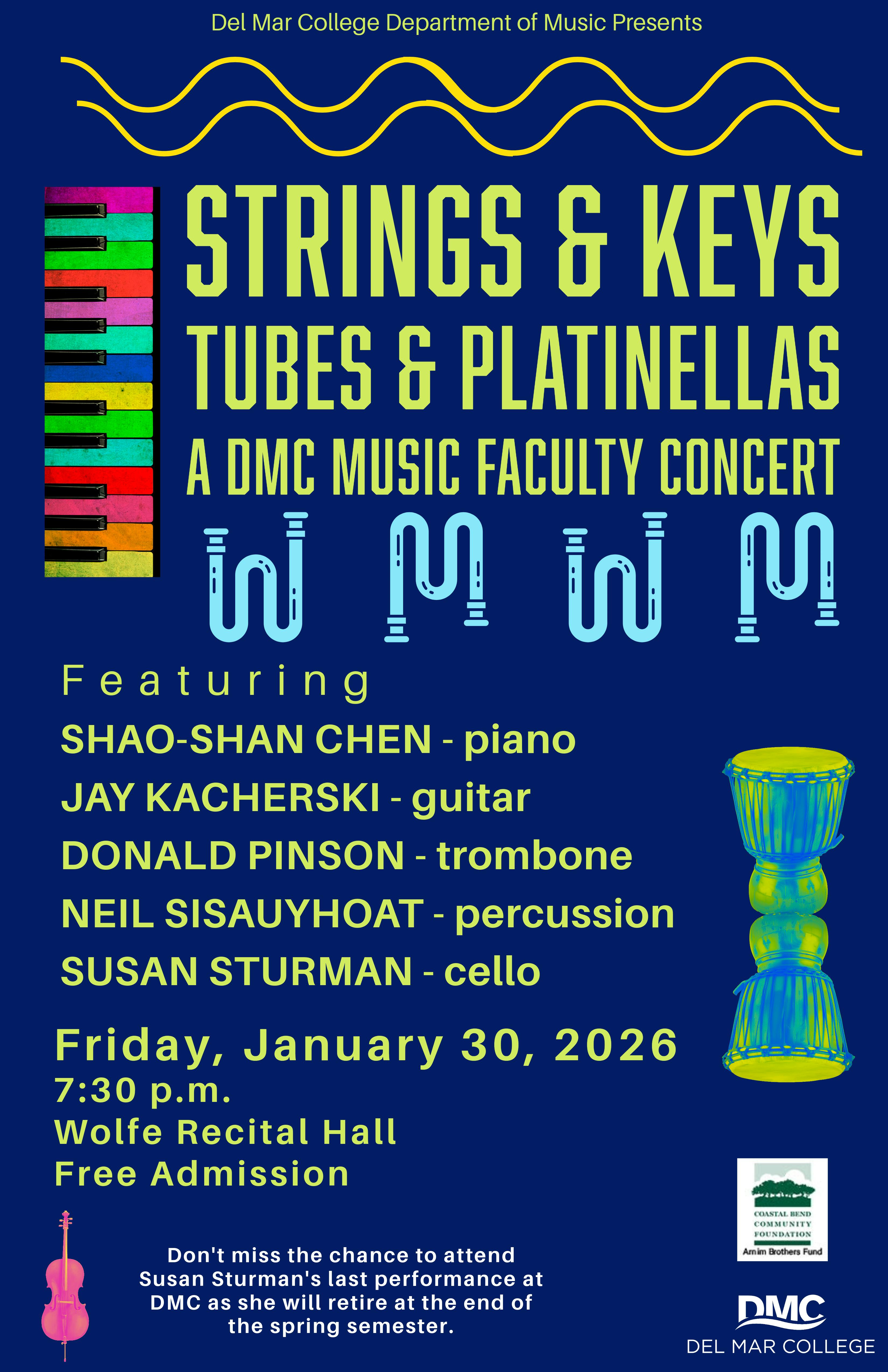 Strings & Keys, Tubes, & Platinellas: A DMC Music Faculty Recital