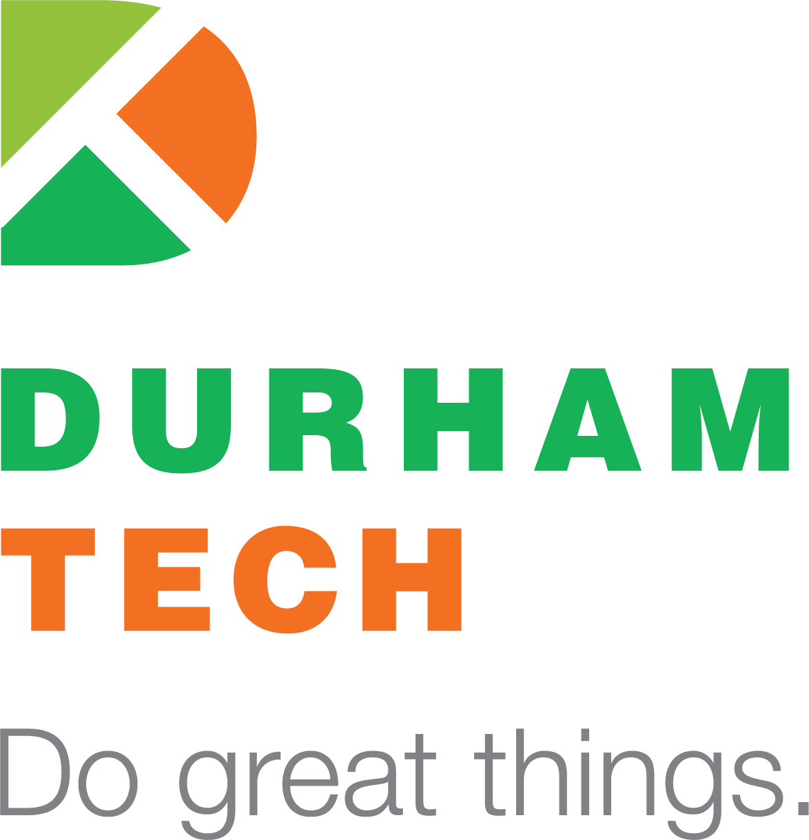Durham Tech green and orange Logo