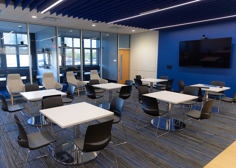 <span>The first phase of the project will be fully completed in Fall 2024, with the opening of the new Hawk Nest Game Room, Student Engagement offices, Multicultural Lounge, Veterans Center, and Bookstore.&nbsp;<br>The building also features the Testing Center, Hawk Café, and Career Center, with additional support services to come.</span>