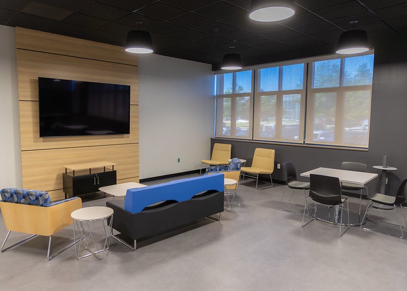 <div><span>The first phase of the project will be fully completed in Fall 2024, with the opening of the new Hawk Nest Game Room, Student Engagement offices, Multicultural Lounge, Veterans Center, and Bookstore.&nbsp;<br>The building also features the Testing Center, Hawk Café, and Career Center, with additional support services to come.</span></div>