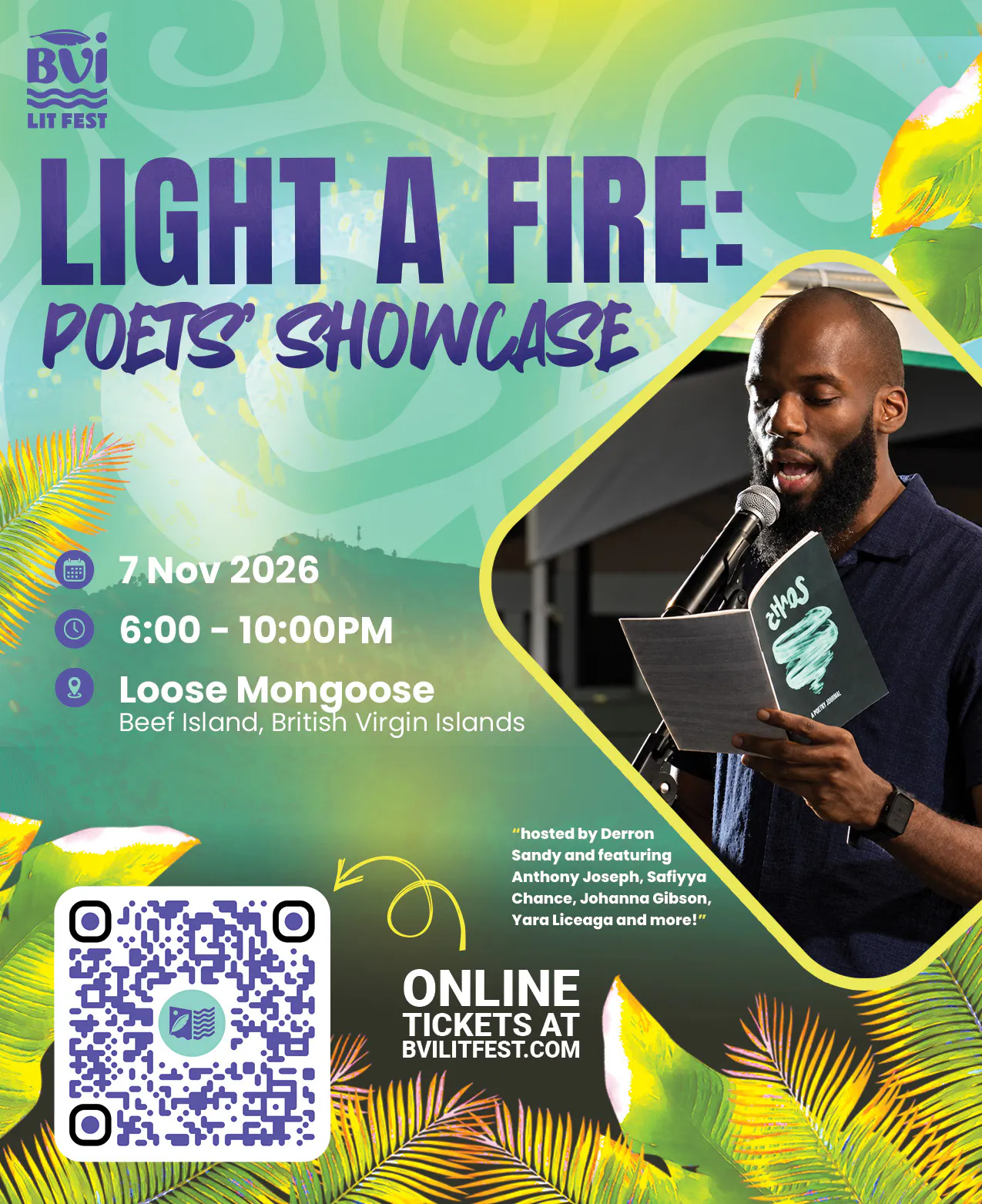 Light A Fire: Poet’s  Showcase @ 
Loose Mongoose - BVI Lit Fest 2026 - $100.00