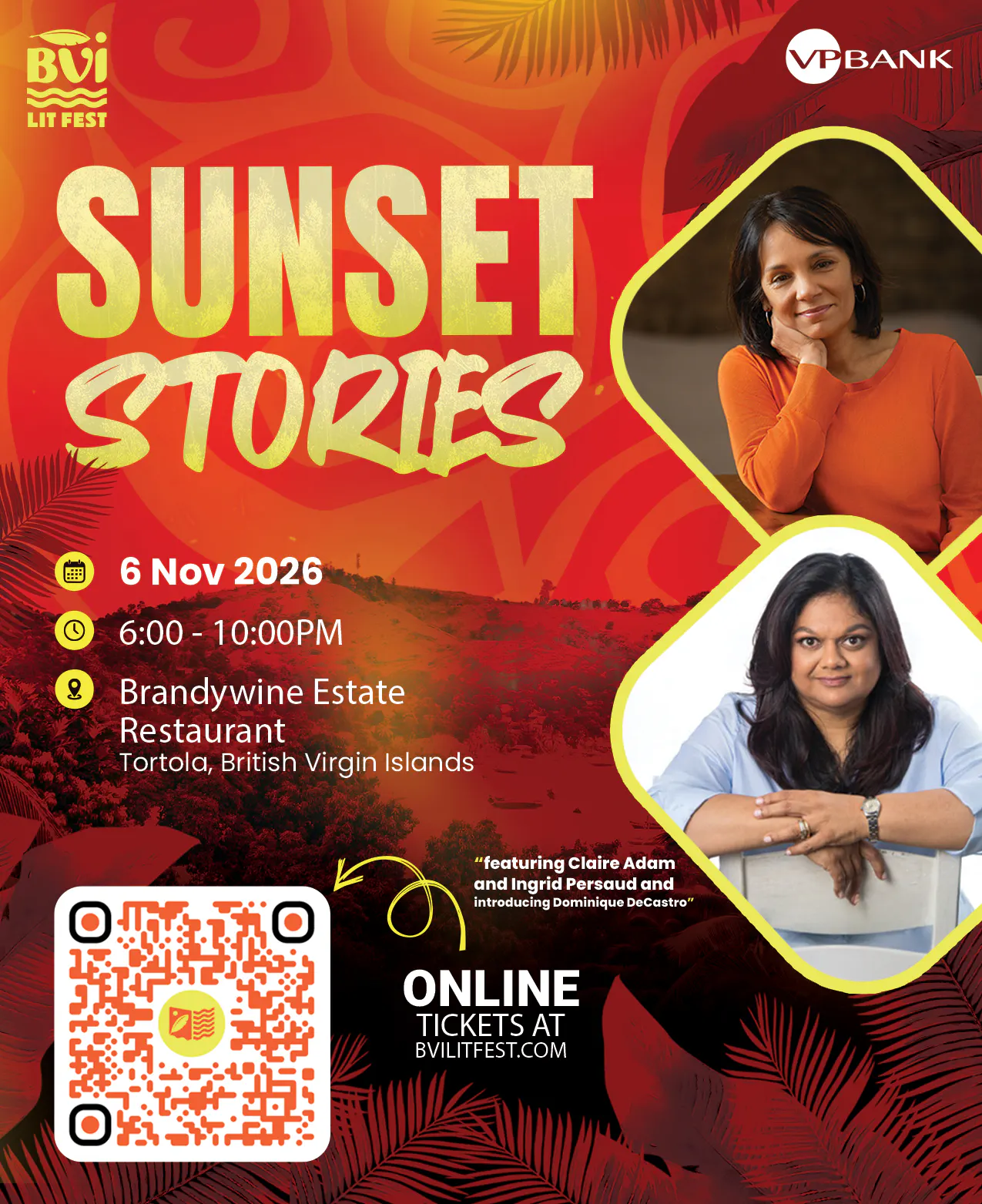Sunset Stories @ Brandywine Estate Restaurant - BVI Lit Fest 2026 - $100.00