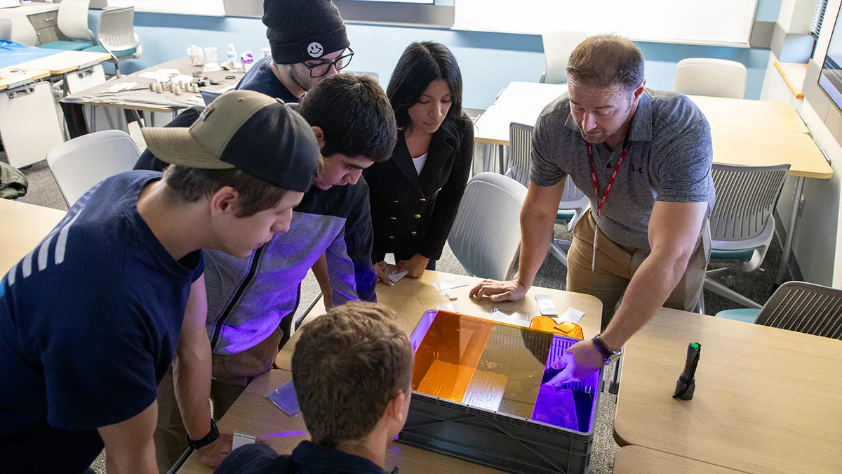 Students in the Criminal Justice program participate in a demonstration of a crime scene investigation.