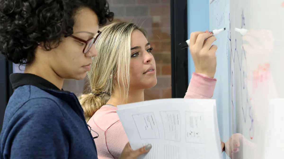 Students study chemistry in the CoLab.