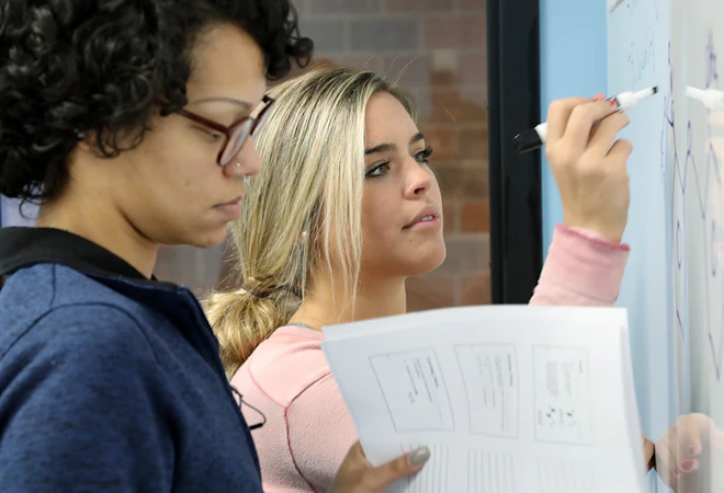Students study chemistry in the CoLab.
