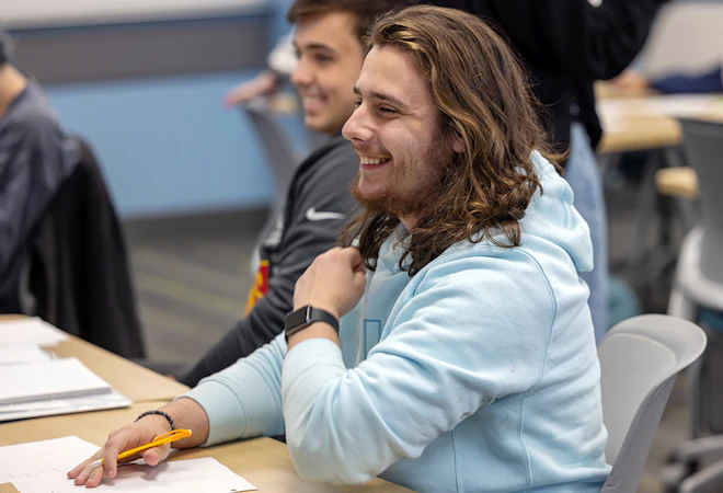 History students discuss twentieth century history in class.