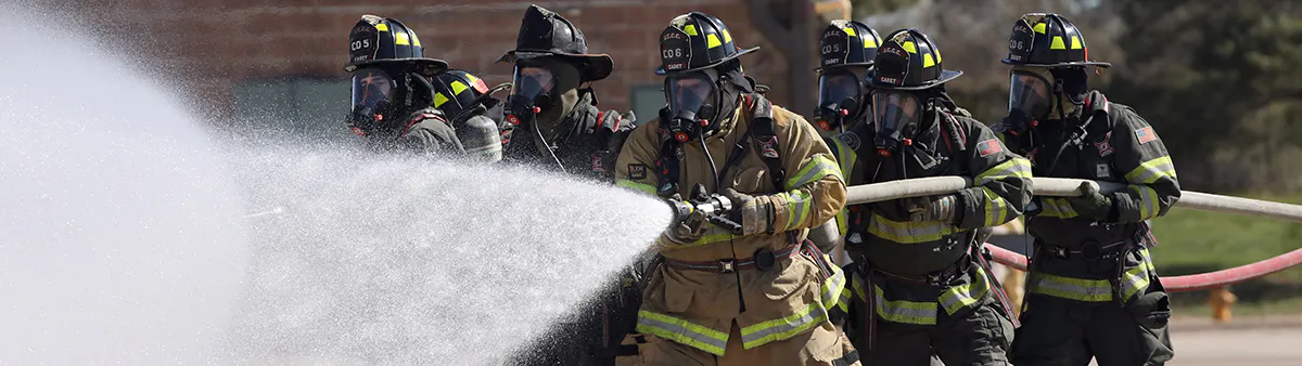 Fire Science students on JCCC's campus.