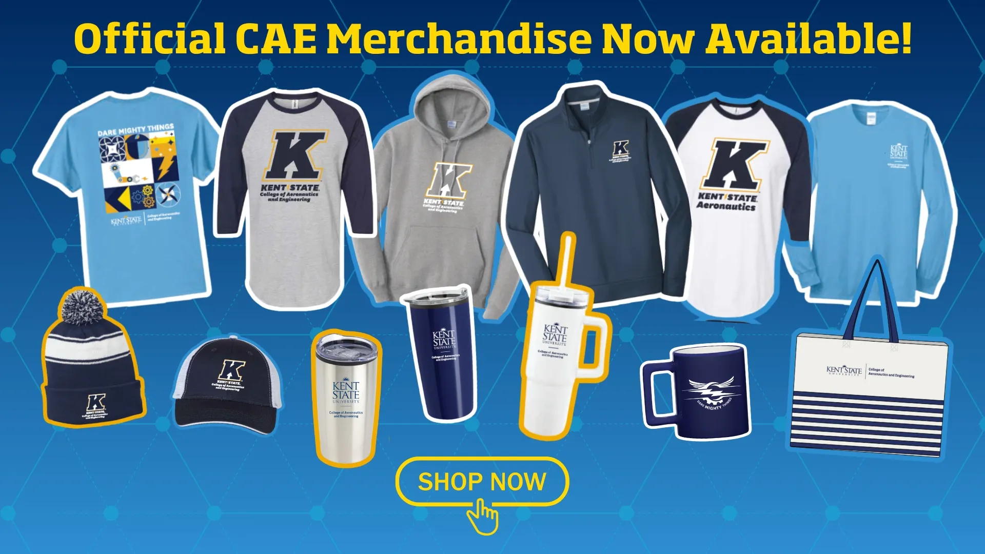 Official CAE merchandise including tshirts, baseball tees, hoodies, quarter zips, long sleeve tshirts, winter hats, baseball caps, mugs, and tote bags. Click to shop now!