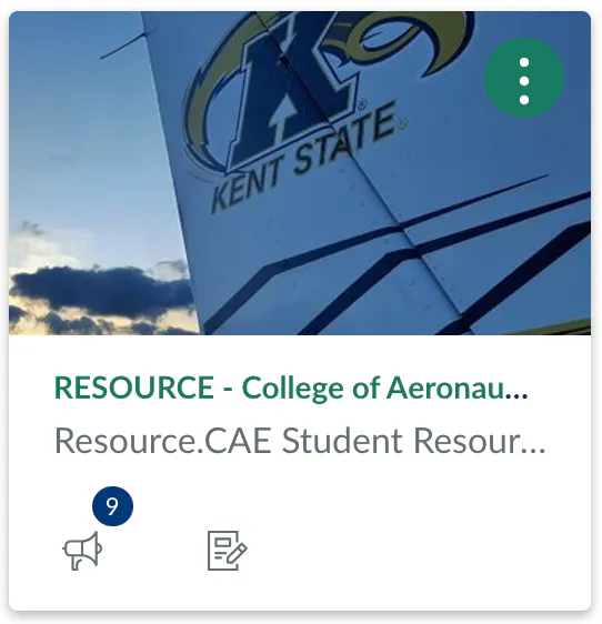 Canvas Resource: Resource for Students on the College of Aeronautics and Engineering Canvas Resource page.