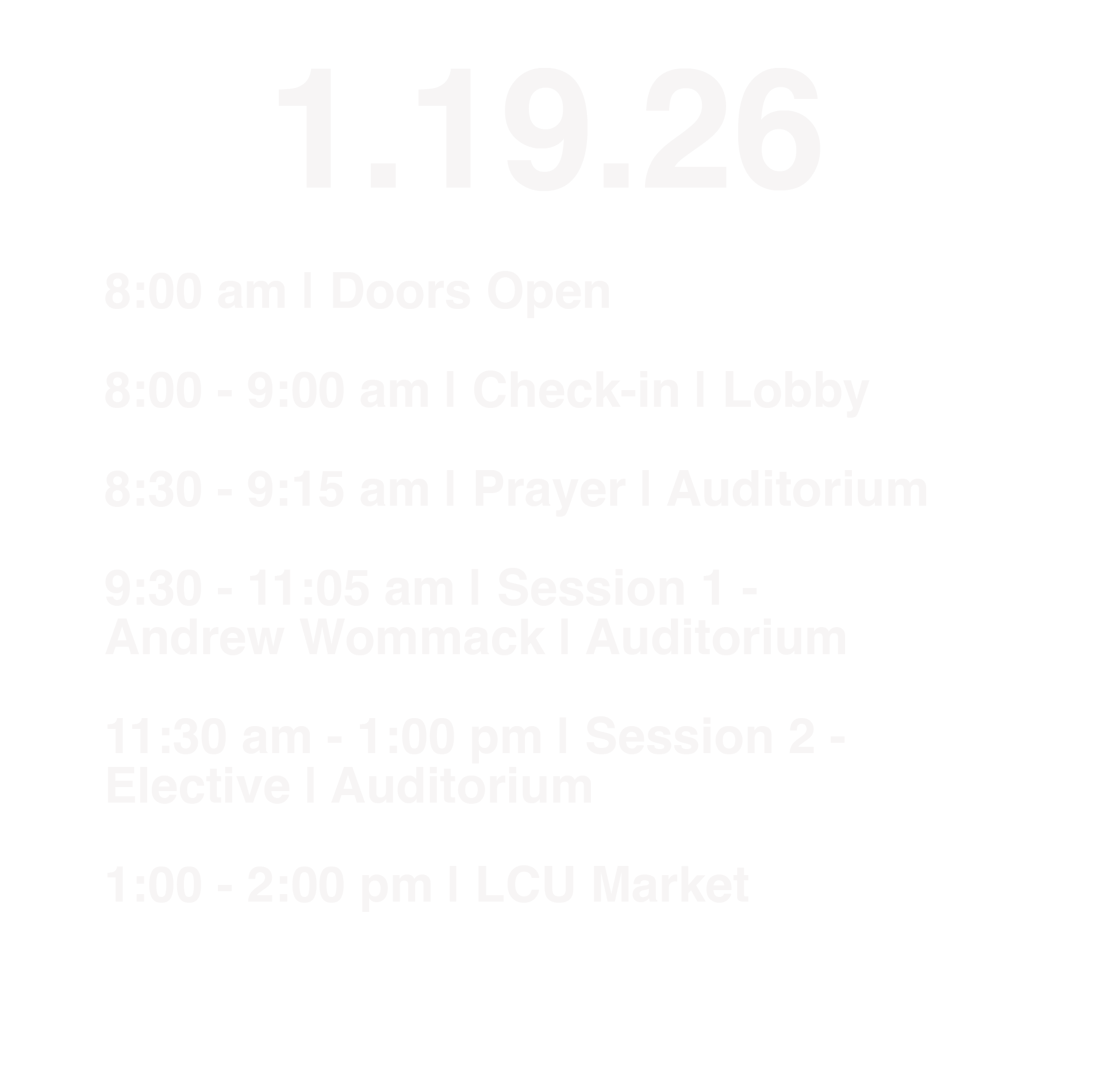 Day 1 Schedule