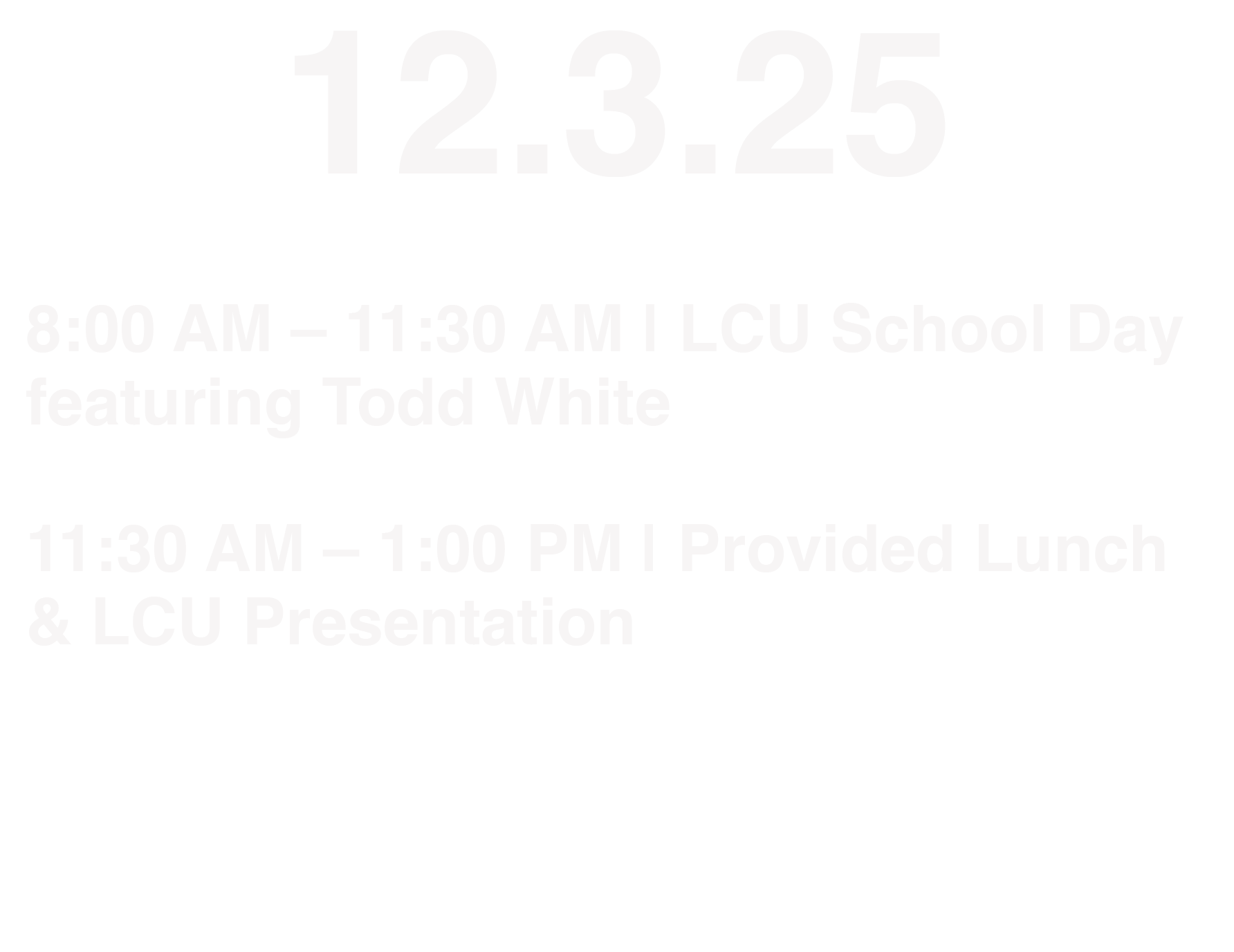 December 3 Schedule