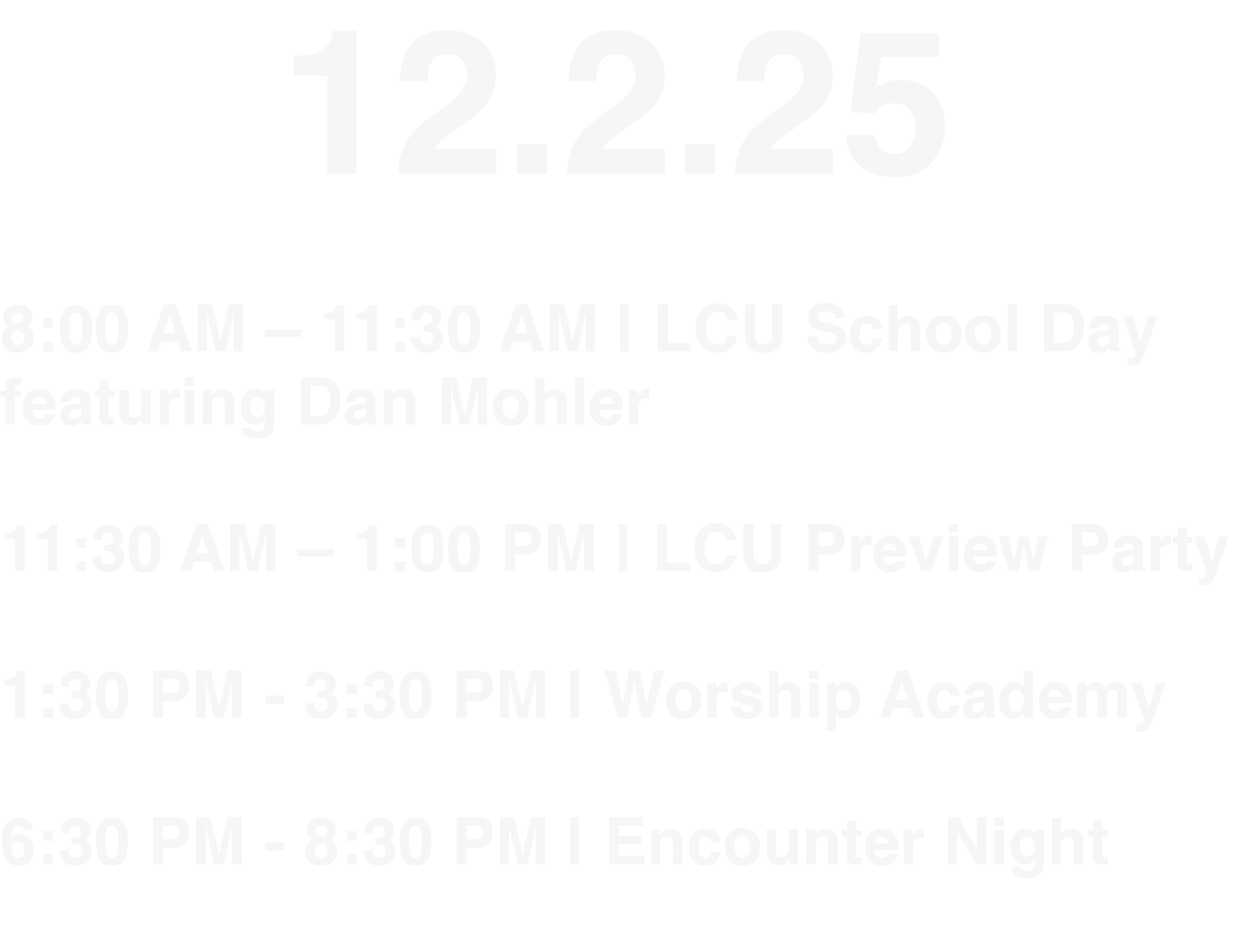 December 2 Schedule
