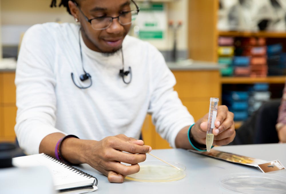 student in lab