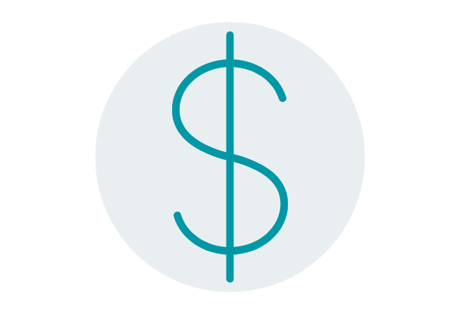 dollar sign icon in blue
