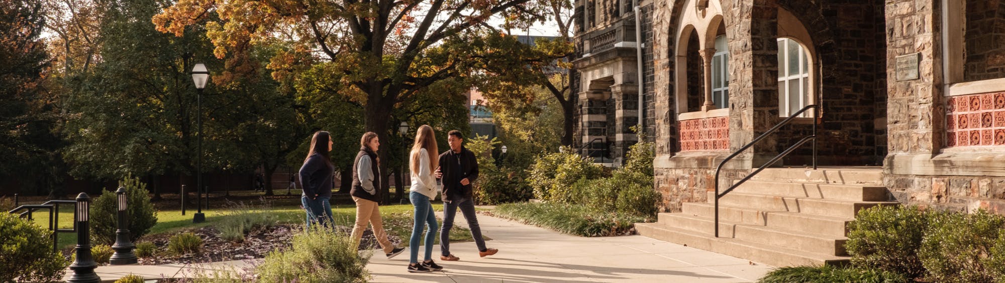 Students walking on campus