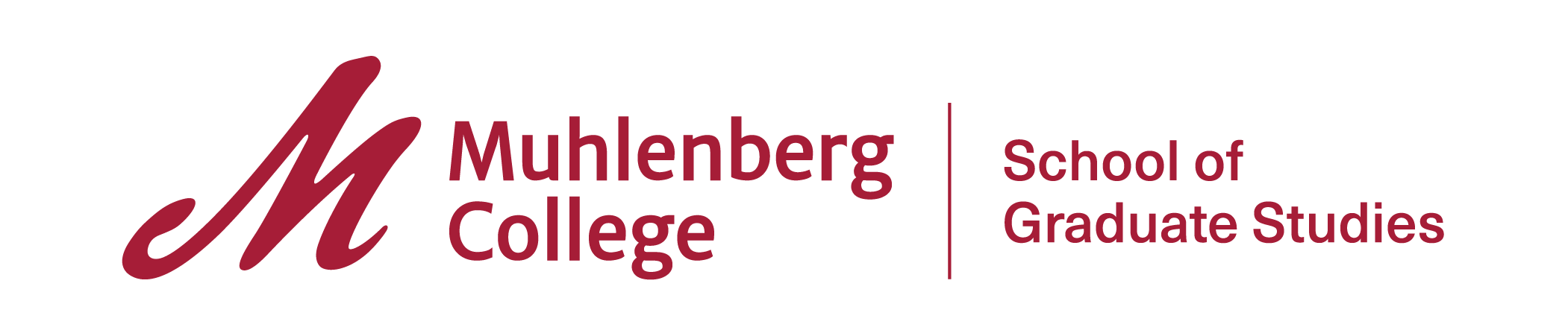 Muhlenberg college school of graduate studies logo in red.