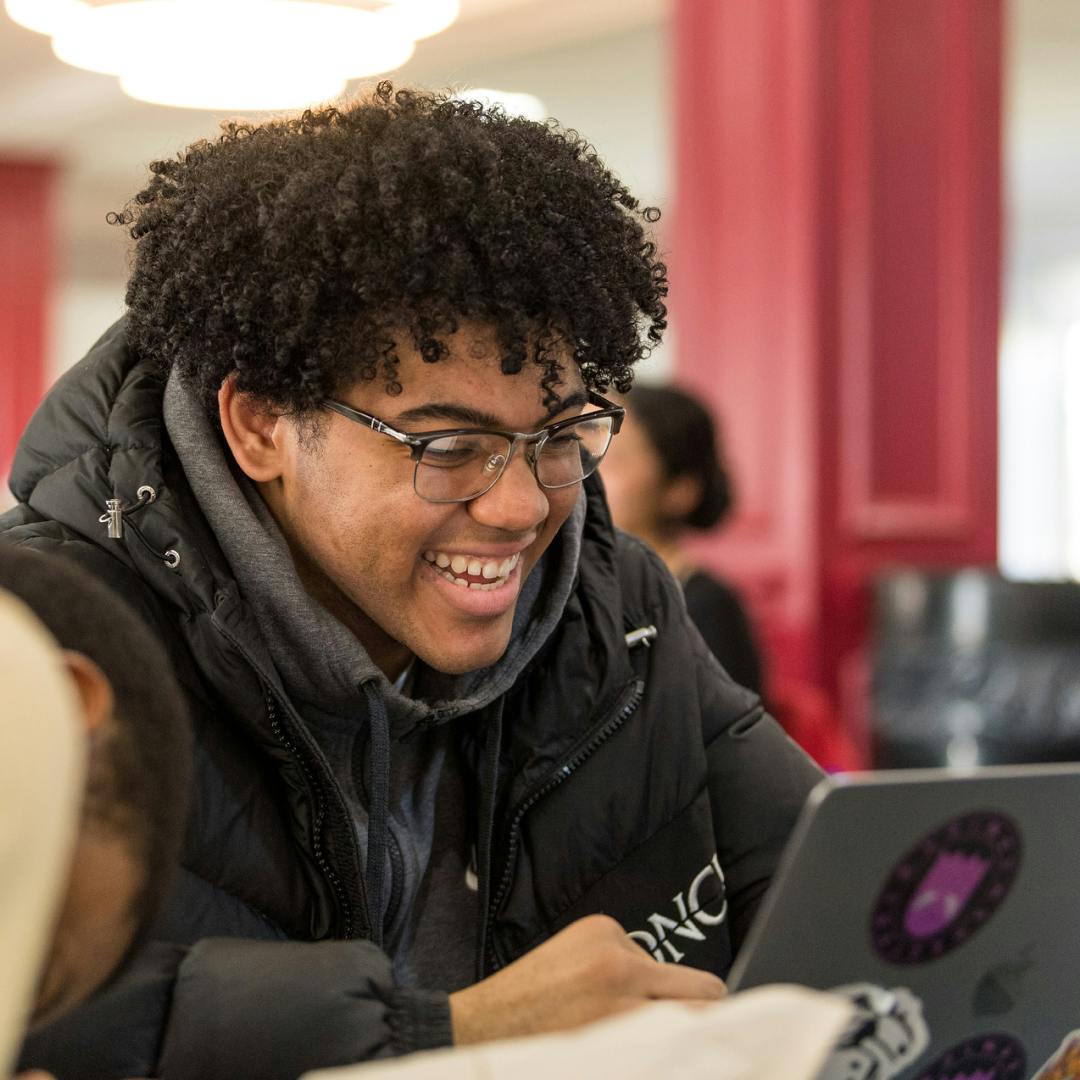 student on computer