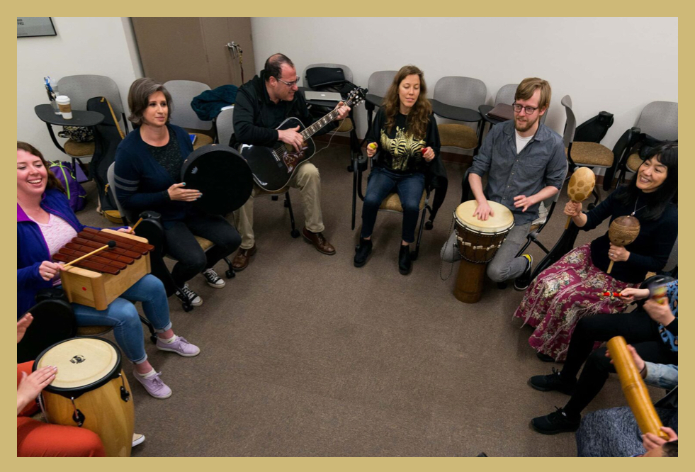 Students in music therapy class