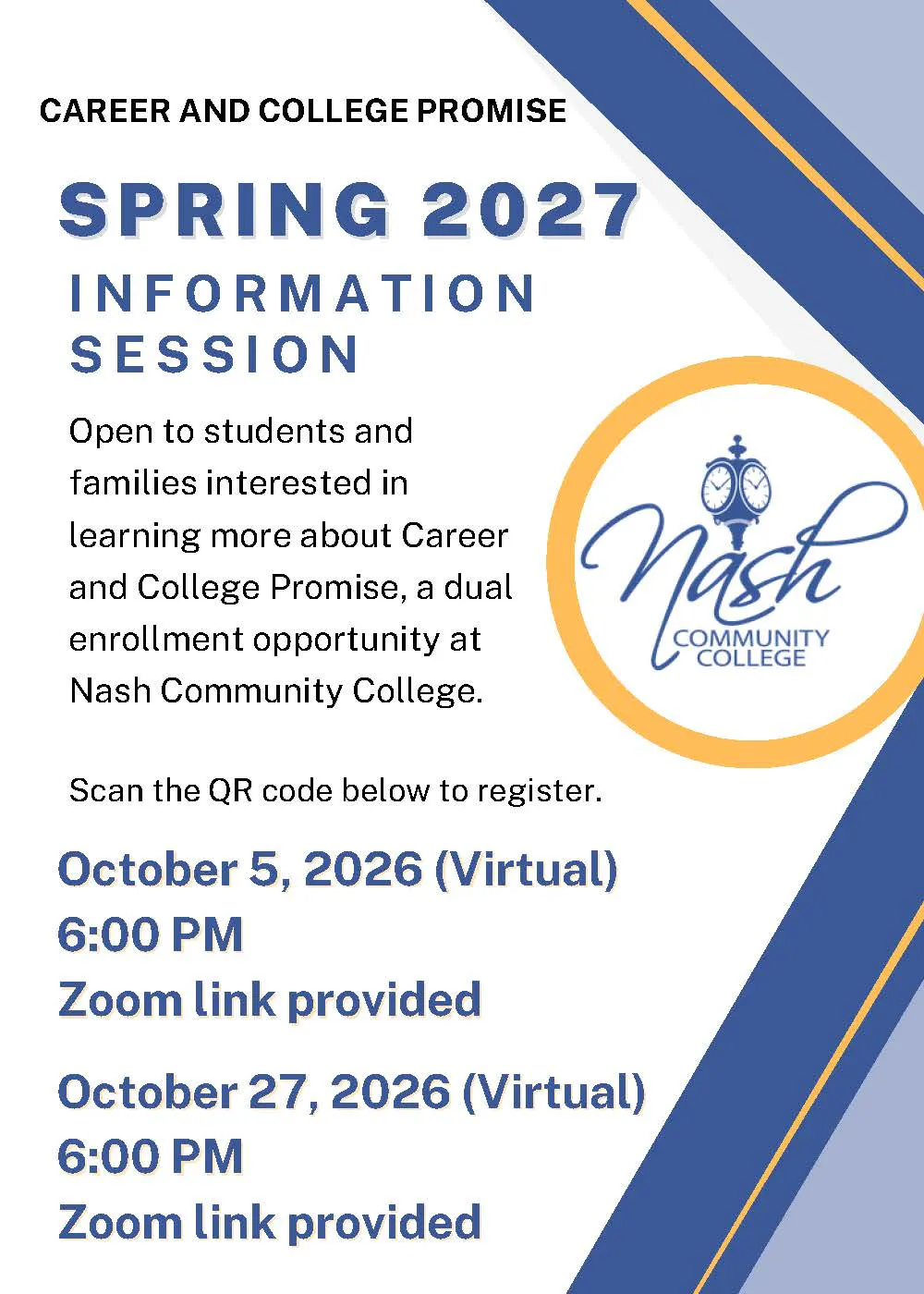 [VIRTUAL] CCP/Dual Enrollment: Information Session (2026FA)