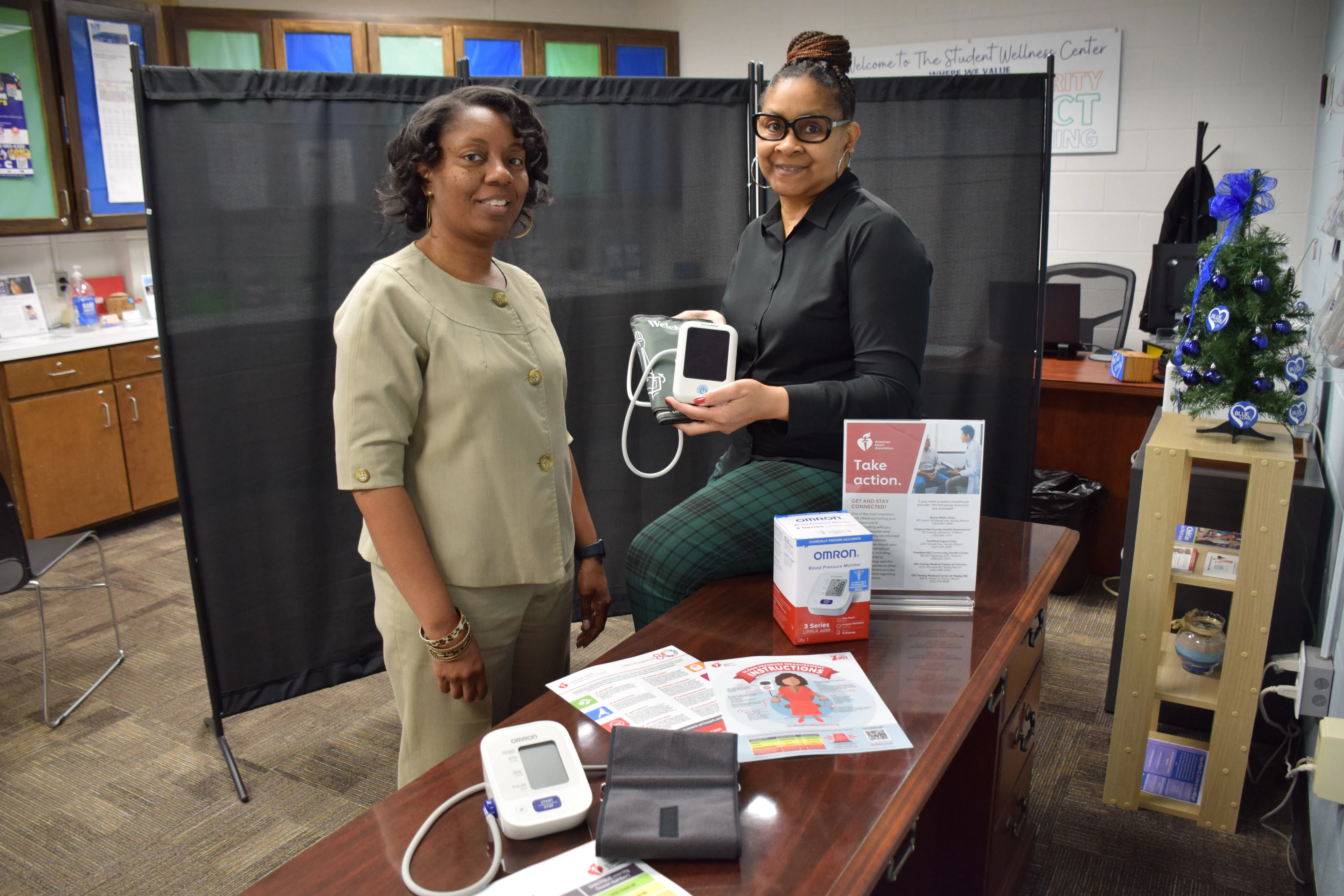 Photo of Latoya Carter (Director of Student Wellness) and Sharon Barnhill (Student Wellness Assistant)