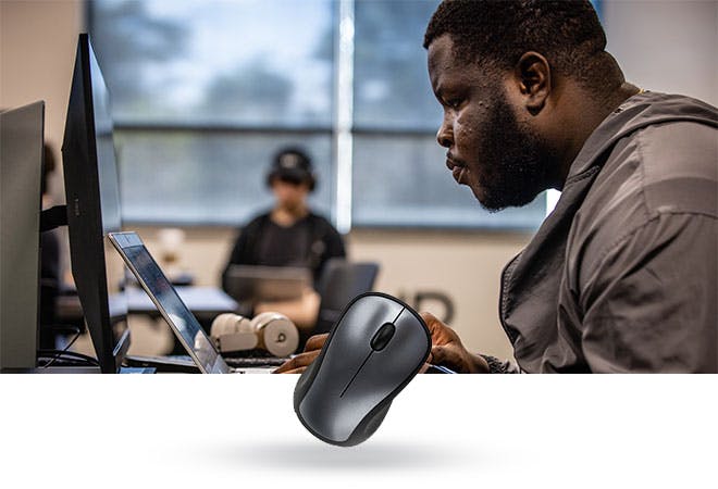 Northwest student works on laptop.