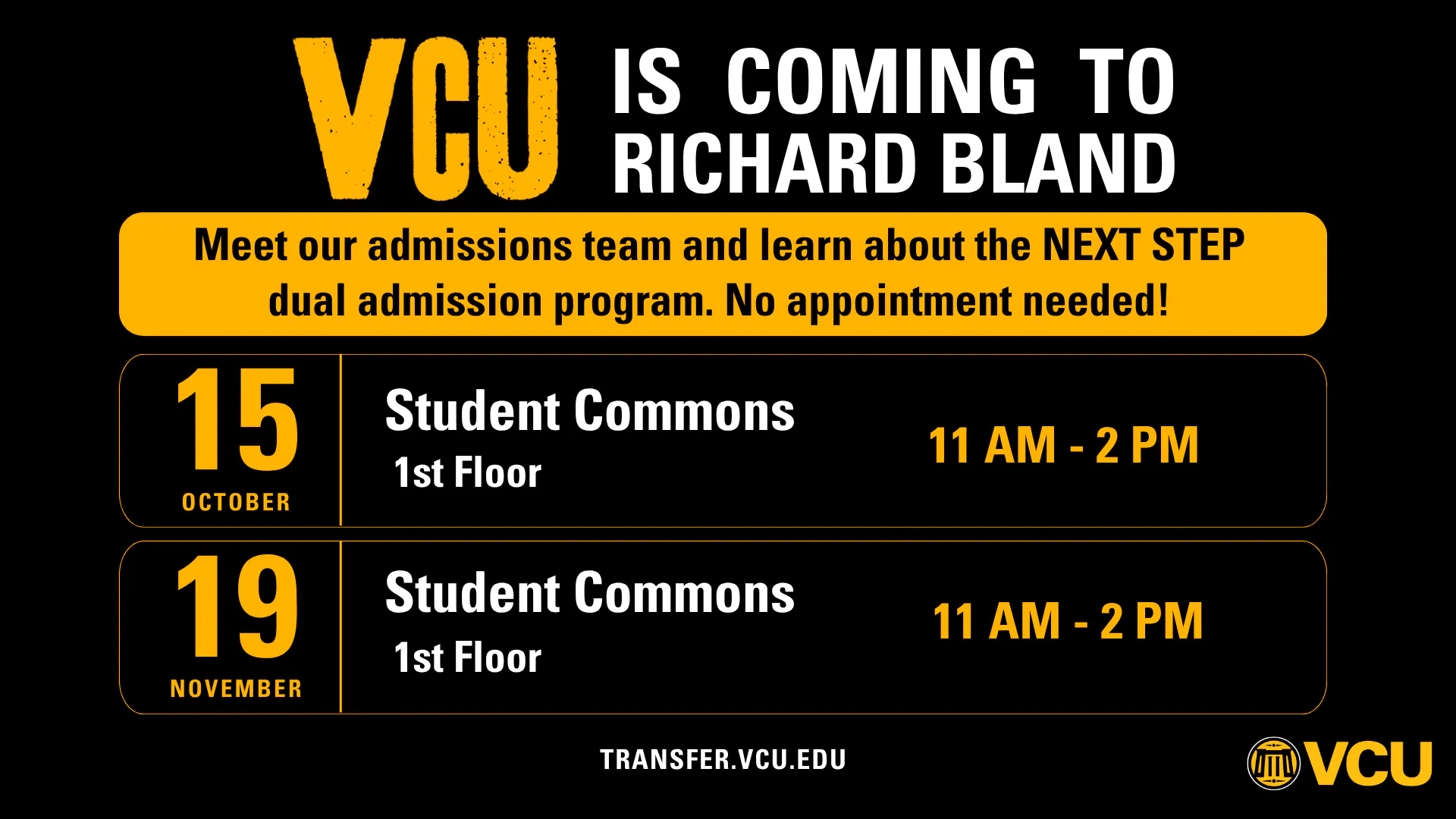 VCU Virtual Next Step Info Sessions