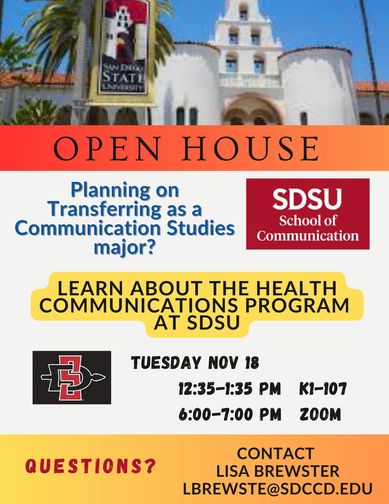 Communication Studies Transfer Pathway to SDSU (In-Person)