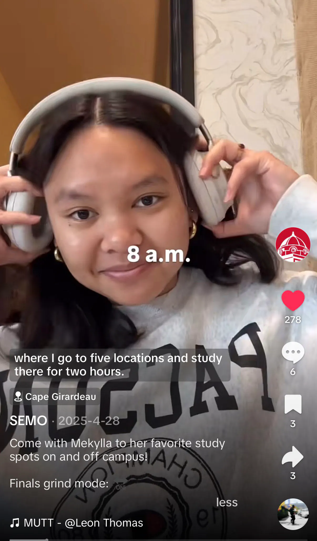 Mekylla on SEMO's TikTok