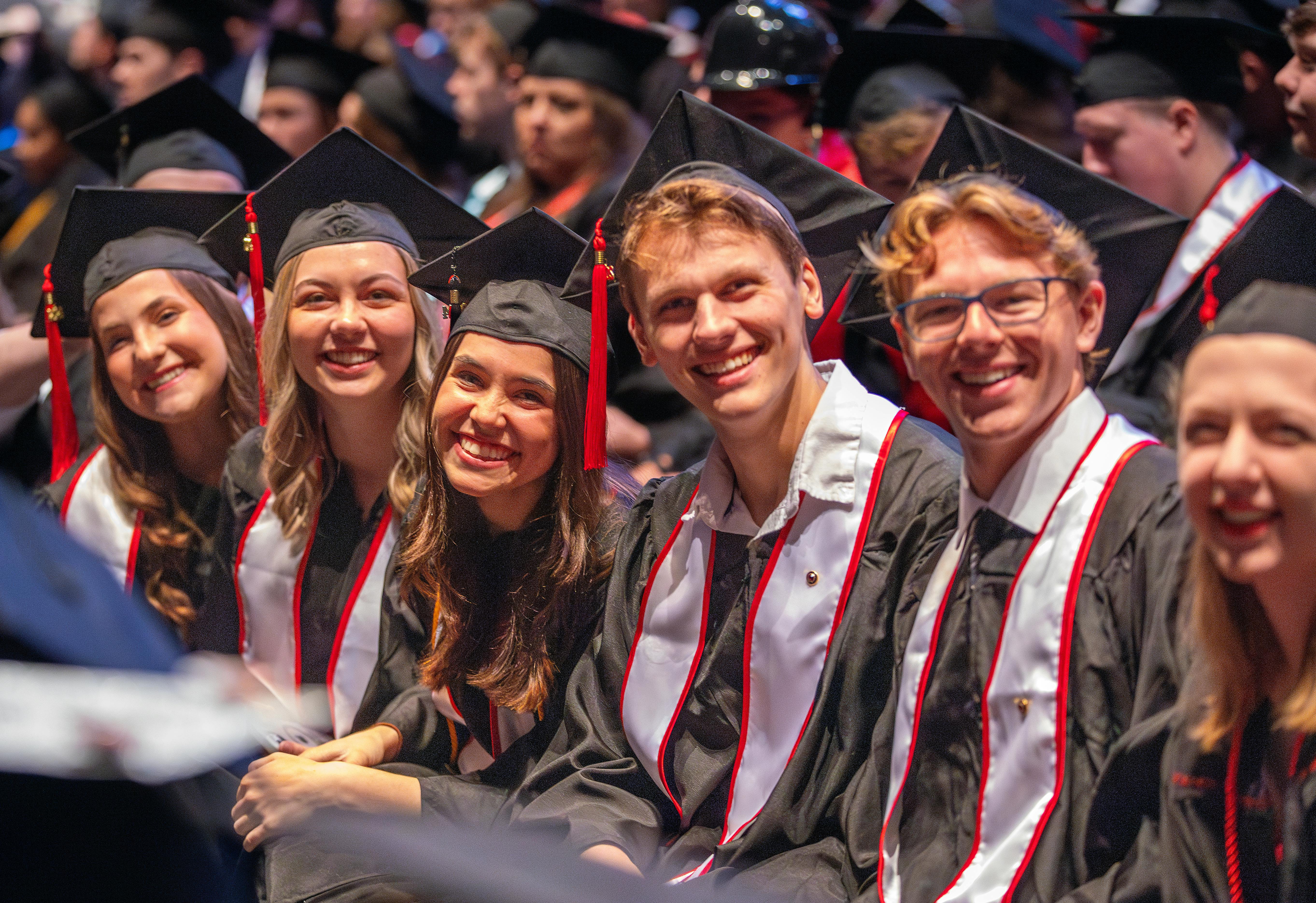 Students smiling at Southeast Missouri State Commencement 