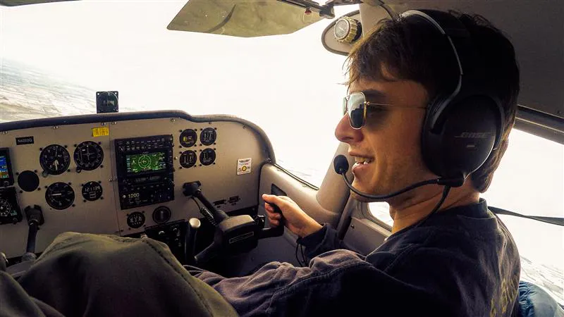 Jacobb, a SEMO aviation student, flying in over Southeast Missouri 