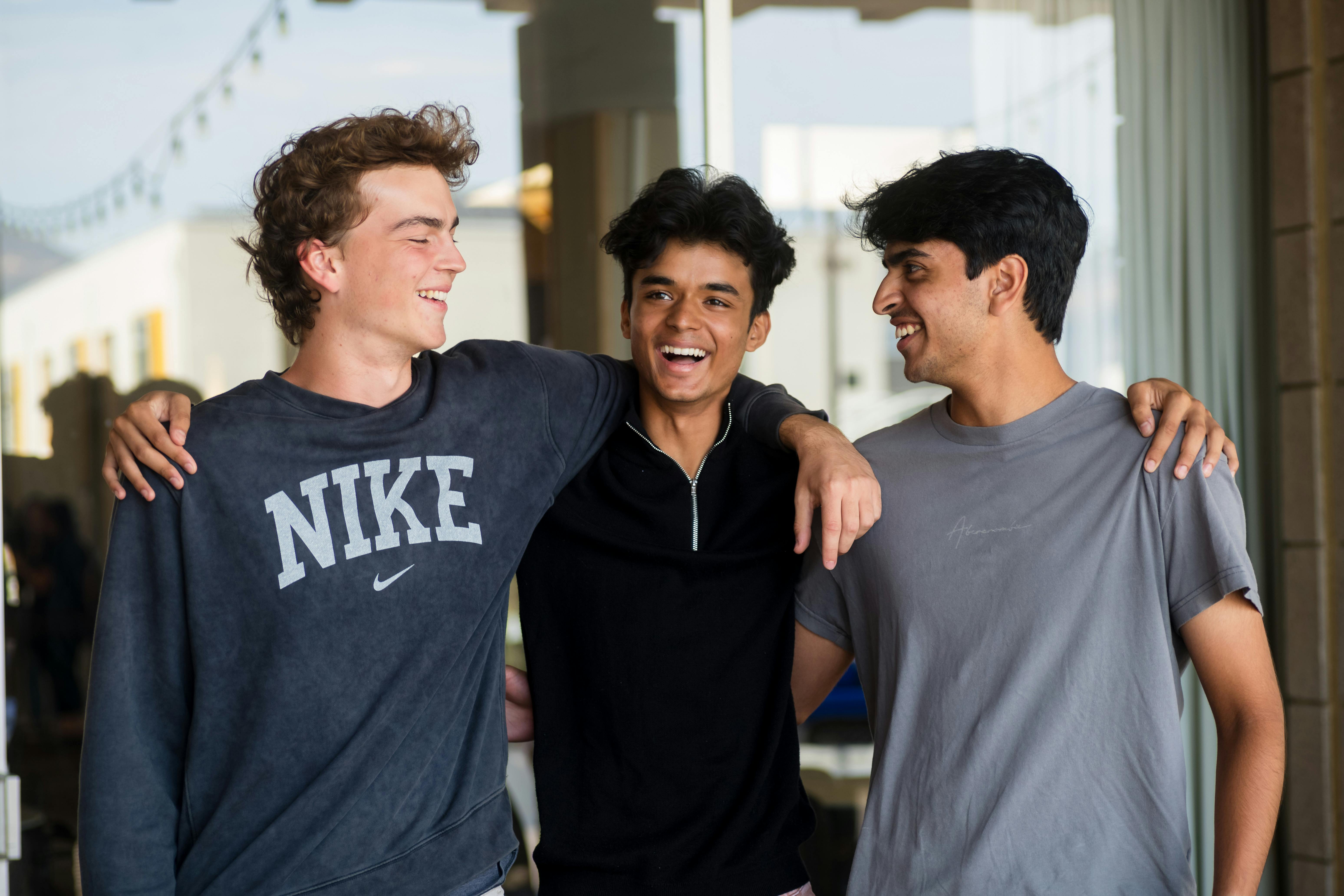 Smiling male students