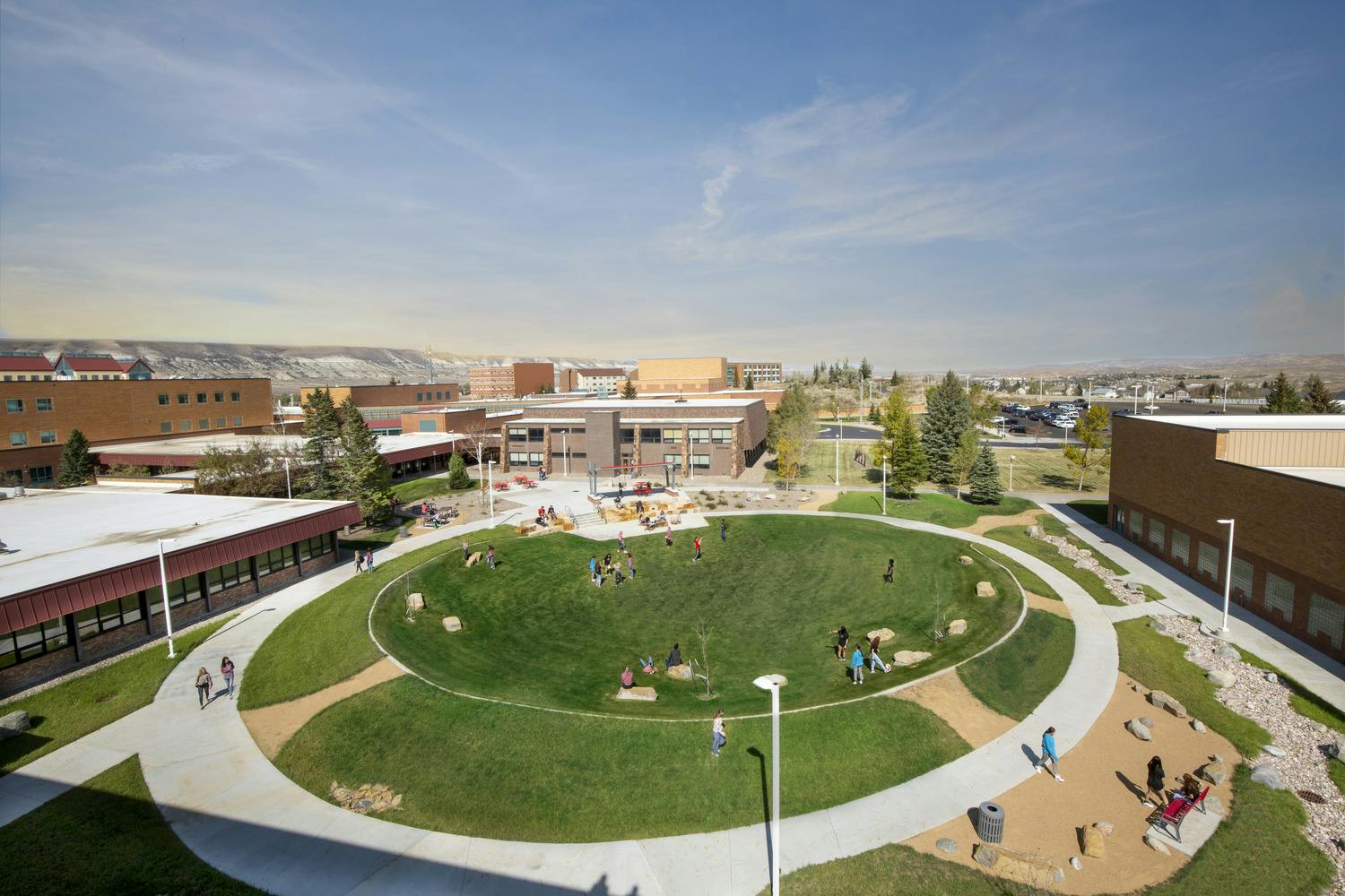 Western Wyoming Community College Commons Area as seen from a drone