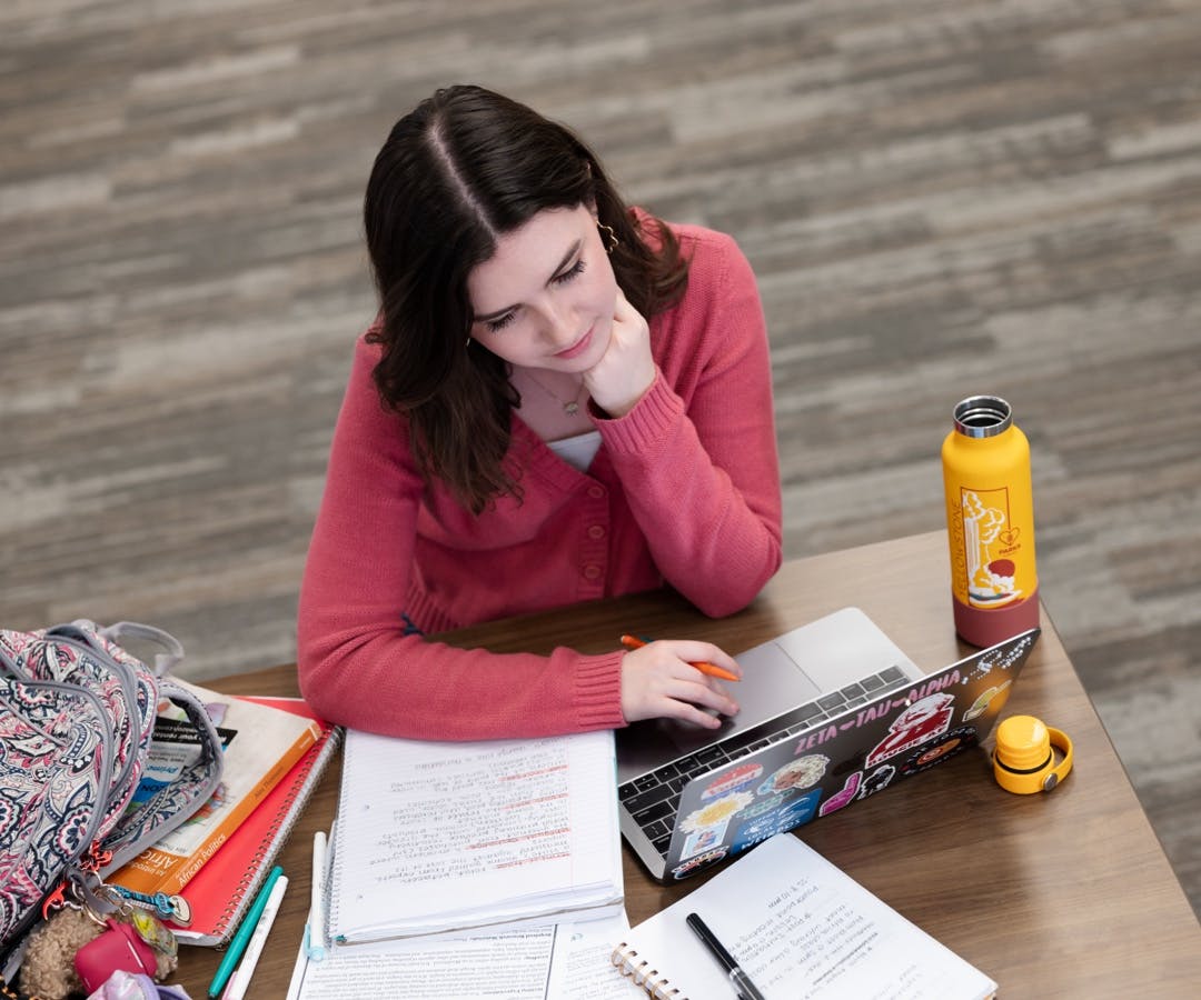 Student on computer